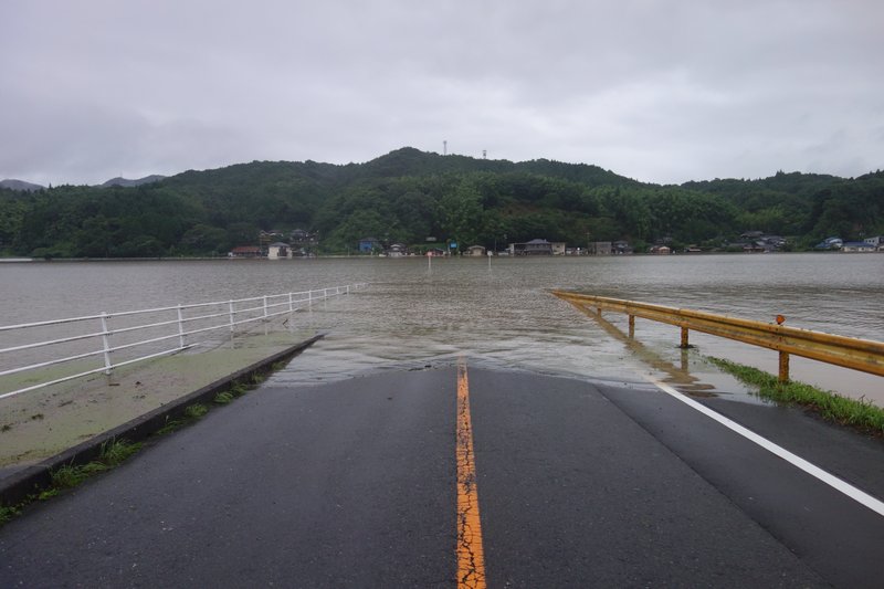 平成30年7月豪雨 三丘地区で水没した県道